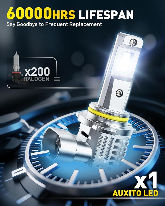 AUXITO 9005 and H11 Light Bulbs, 60000LM 6500K White 2000% Brighter, 9005/HB3/HB3u & H11/H9/H8 Fog Light Replacement, Pack of 4