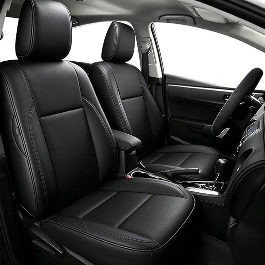 AOMSAZTO Custom Fit Seat Covers for Toyota Corolla 2014 2015 2016 2017 2018 2019 L, LE, LE Eco, Plus Sedan Car Seat Cover Full Set Waterproof, Full Set Faux Leather Black