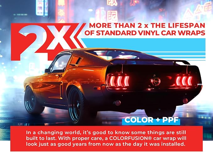 ColorFusion PPF by VViViD, Gloss Flame Orange Dry Apply PPF Vinyl Car Wrap Roll 60ft x 5ft