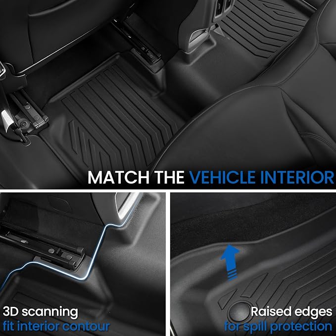 Floor Mats Set for Jeep Compass 2017-2025 2026, All Weather TPE Cargo Liner Trunk Mat Backrest Mat Door Sill Guards Accessories Fit New Body Style 2nd Generation