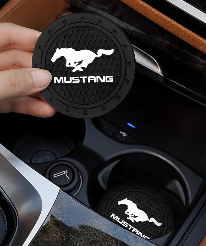 Car Cup Holder Coaster for Ford Mustang Cupholder Coaster Interior Accessories 2.75in 2Pieces Black
