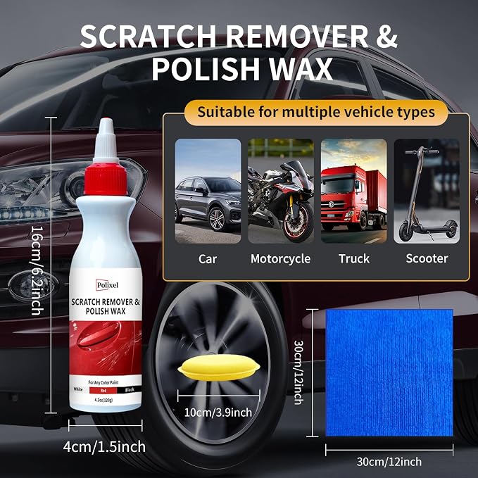 Car Scratch Remover for Vehicles - Rubbing Compound & Car Paint Scratch Repair, Scratch Removal Wax & Swirl Remover for Scuffs - Works on All Cars, Trucks, SUVs - 4.2OZ