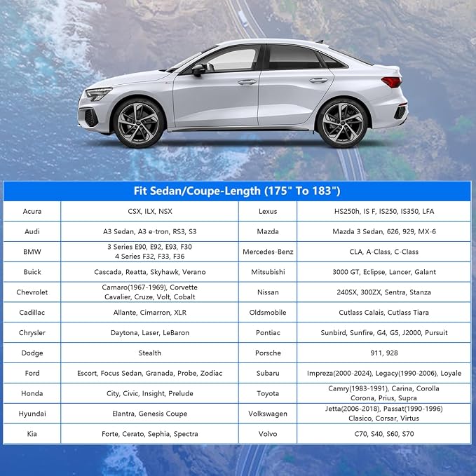 GUNHYI Car Cover for Automobiles All Weather Waterproof, Universal Fit Sedan Porsche 911, Toyota Corolla/Prius, Honda Civic, Subaru Impreza/WRX, Chevy Cruze, Nissan Sentra, Acura RDX etc.
