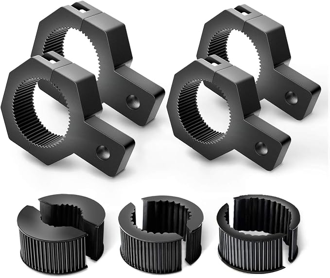 Nilight 90023D 4-Pack Standard 4PCS Mounting Bracket Kit LED Off Road Light Vertical Bar Tube Clamp Roof Roll Cage Holder,2 Years Warranty Black