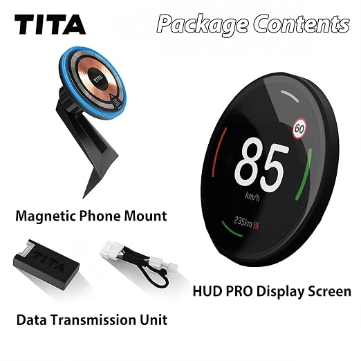 TITA HUD Pro Head Up Display for Tesla Model 3/Y/Highland/Juniper (2022-), Real-Time Speed & Driving Data, 1.8" LCD Screen, with Magnetic Charging Mount (Model Y Juniper)