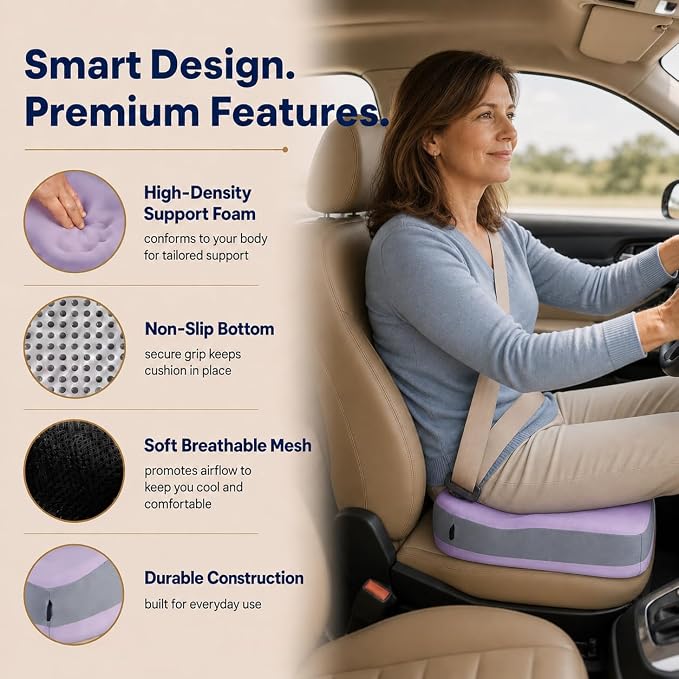 Seat Cushions for Office Chairs Wheelchair Cushion for Long Sitting Back Pain，Memory Foam Seat Car Computer Desk Chair Cushion，Coccyx Cushion for Tailbone Pain Relief Office Chair Butt Pillow Purple | Suitable for prolonged sitting, relieves tailbone p...