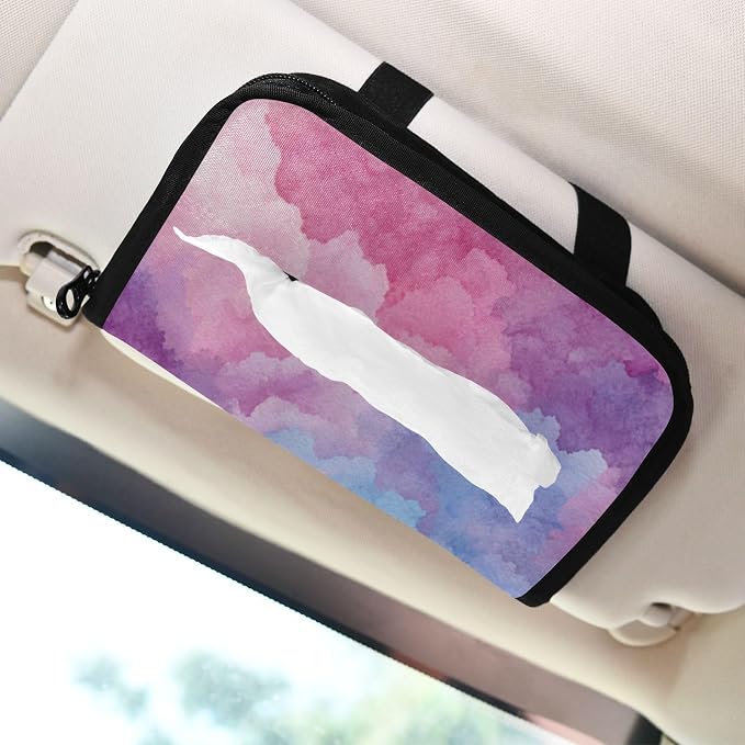 Car Visor Tissue Holder Mask Holder for Car, Car Tissue Box Sun Visor Napkin Holder Car Visor Accessories Adjustable Straps Reusable Durable Easy to Install Colorful Tie Dye