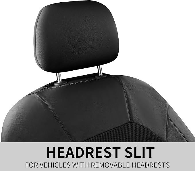 HChengkikz Front Car Seat Cover, Breathable and Sporty (Black) | Leather, Universal Fit for Most SUVs, Cars, Sedans, Trucks, Airbag Compatible, Easy to Install