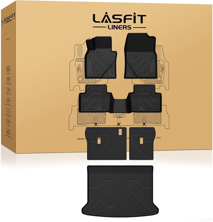 LASFIT Floor Mats & Trunk Mat & Backrest Mat for Mazda CX30 2020-2026 All Weather TPE Custom Fit 2026 2025 2024 2023 2022 2021 2020 1st & 2nd Row Floor Liners Car Mats Accessories, Black