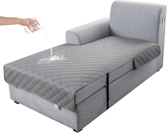 Genina L Shape Couch Cover, Sectional Couch Chaise Covers, Waterproof Washable Sofa Covers for Left L Shape Chaise Lounge, Anti-Slip Sofa Slipcovers for Dogs Cats Pet Friendly(Light Grey)