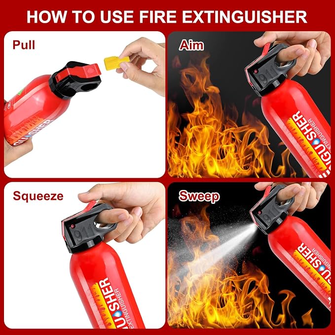 Fire Extinguisher for Home - 6pack Car Fire Extinguisher with Wall Mount, Small A B C K Fire Extinguisher, Water-Based Fire Extinguishers for Car/House/Kitchen/Truck/Marine/Boat/Vehicle/utv/rv