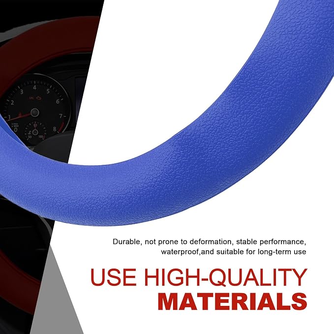 Silicone Steering Wheel Cover - Thicker Universal Stretchy & Anti-Slip Grips, Universal Fit 14"-16" Silicone Steering Wheel Protector for Men and Women, Car Interior Accessory (Blue)