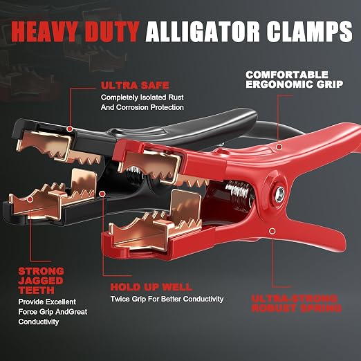 Jumper Cables,Heavy Duty 4 Gauge 20 Feet Battery Booster Cable for Car,Automotive Jumping Wires with Alligator Clamps,Carrying Bag,Safety Gloves and Iron Brush for Cars Trucks