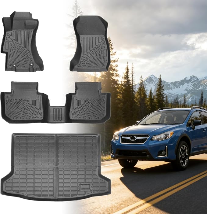 Floor Mats for Subaru Crosstrek 2013-2016-2017,for Subaru Impreza 2012-2016 | Front Rear Mats & Cargo Mat, TPE Anti-Slip Waterproof Summer Winter Floor Liners Crosstrek Floor Mats Accessories