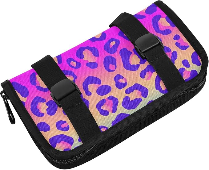 Car Tissue Holder Car Napkin Holder Tissue Box Dispenser Storage Case Sun Visor Mask Holder Accessories with Adjustable Straps Reusable Refillable Neon Gradient Leopard Print