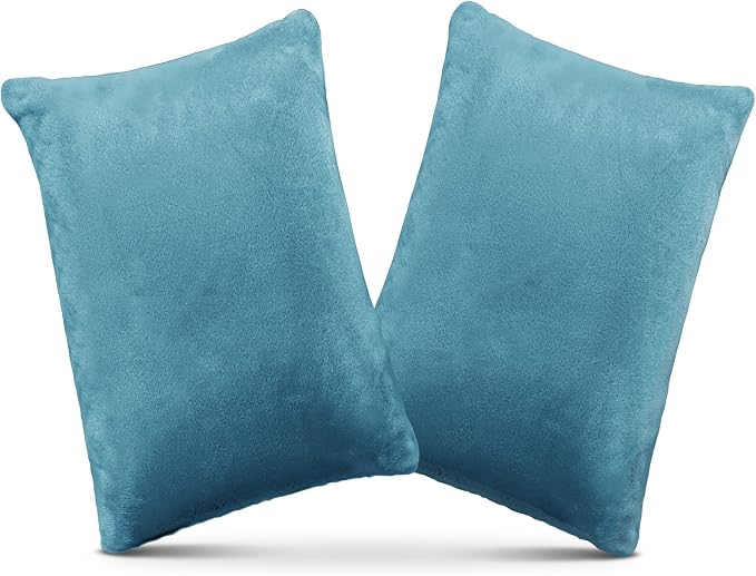 1 MIDDLE ONE 2 Pack Small Pillow, Memory Foam Mini Pillow 11 X 7 Inches for Travel, Sleeping, Nap and Neck, Knee, Lumbar Support, Tiny Cushion for Pet, Dogs (Lake Blue)