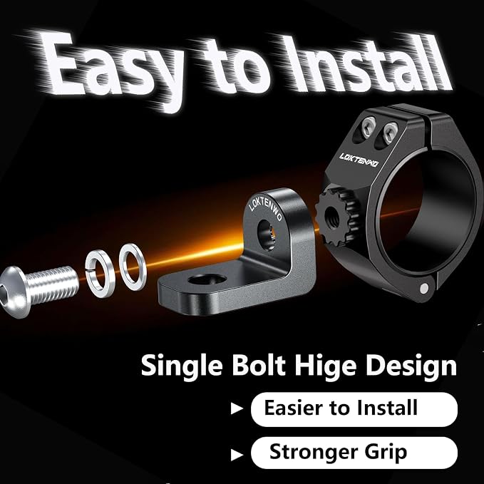 LOKTENWO Thicken Light Bar Mounts Fit 1.5''/1.75''/1.85''/2'' Roll Cage | 2PCS Heavy Duty CNC Aluminum UTV Whip Light Mount 360° Adjustable Light bar Mounting Bracket