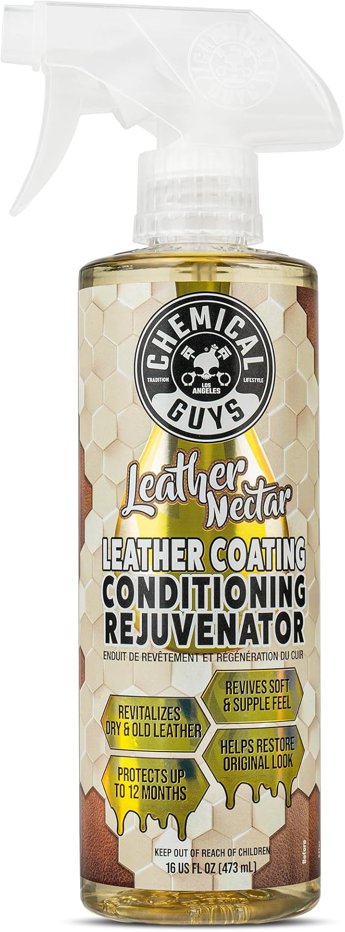 Chemical Guys, Leather Nectar Coating Conditioner & Rejuvenator, 16 fl oz | Conditioning coating nourishes and revives natural and synthetic leather, adding a soft satin look and protection