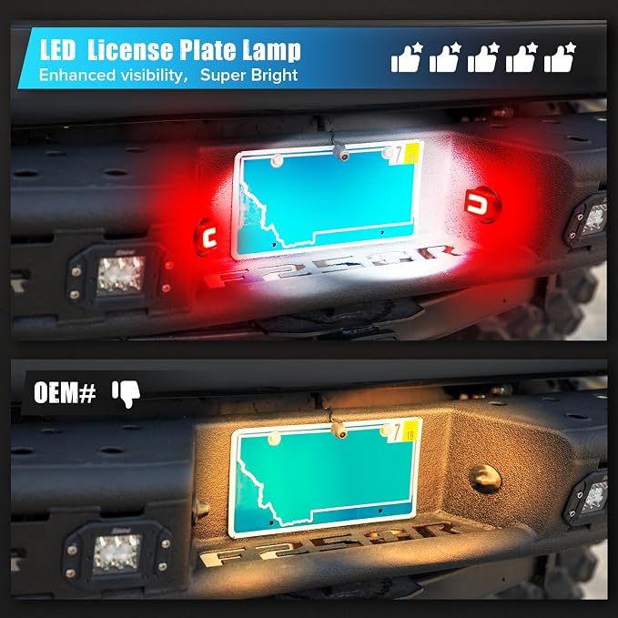 LED License Plate Light for F150 F250 F350 F450 F550 Ranger Bronco | White 6500K LED Tag Lamps for 1990-2014 F150 1980-2016 F250-F550 Super Duty 1983-2011 Ranger 80-96 Bronco 91-10 Explore