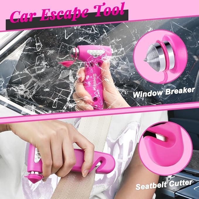 SINSEN Car Safety Hammer, Automotive Window Breaker and Seatbelt Cutter for Women, Roadside Emergency Kit, 3 in 1 Escape Tools, Road Trip Essential and Must Haves (2, Blue)