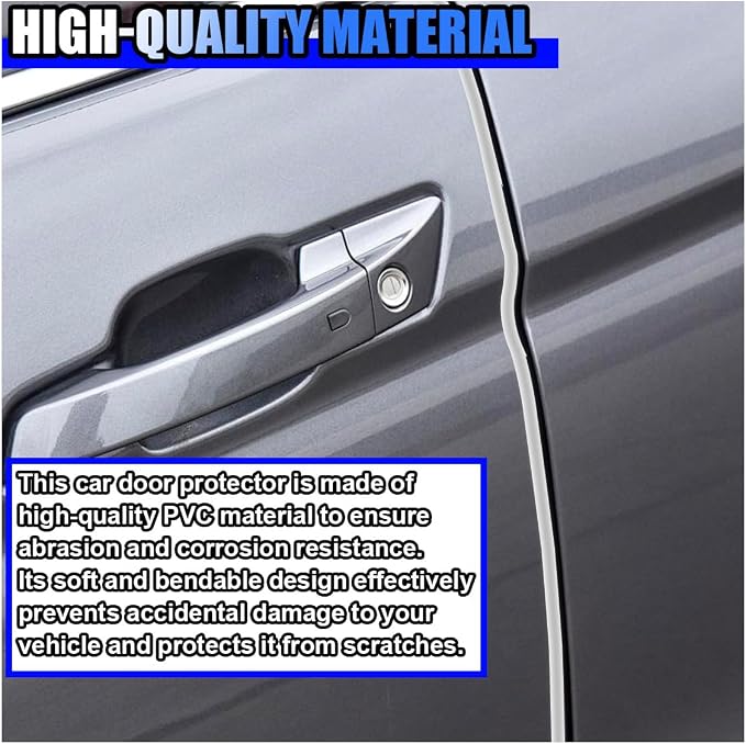 16Ft (5M) Car Door Edge Protector, Auto Trim Door Edge Guard, White | Anti-Collision Car Door Entry Guard Protective Strip, No Glue