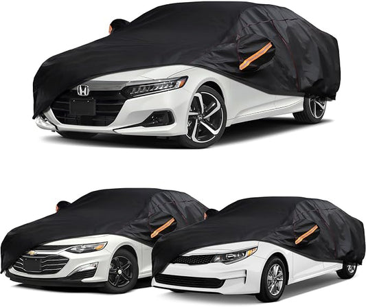 Car Cover Custom Fit for Honda Accord, Chevy Malibu, Kia K5 /Optima, 6 Layer Heavy Duty Car Cover with Cotton Liner