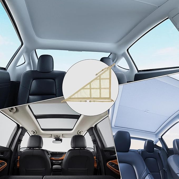 Overhead Mesh Organizer – Car Ceiling Cargo Net, Triangle Roof Storage Pocket | Travel Car Interior Mesh Luggage Net, Double-Layer Ceiling Storage Solution for Camping, Road Trips, Vacations