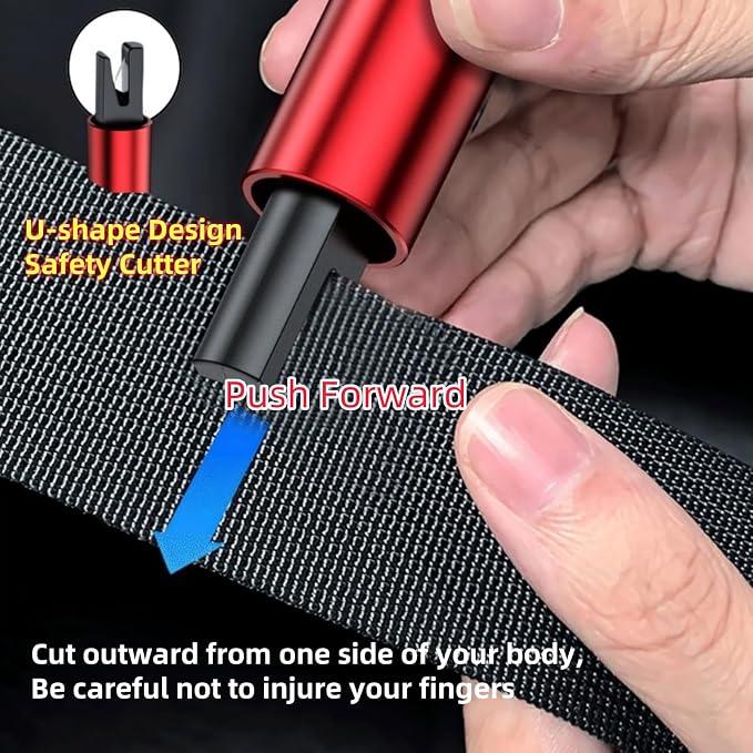 Car Window Breaker and Seatbelt Cutter Keychain,2 in 1 Safe Hammer Glass Break Underwater,Safety Automotive Emergency Escape Tool (3, redblacksilver)