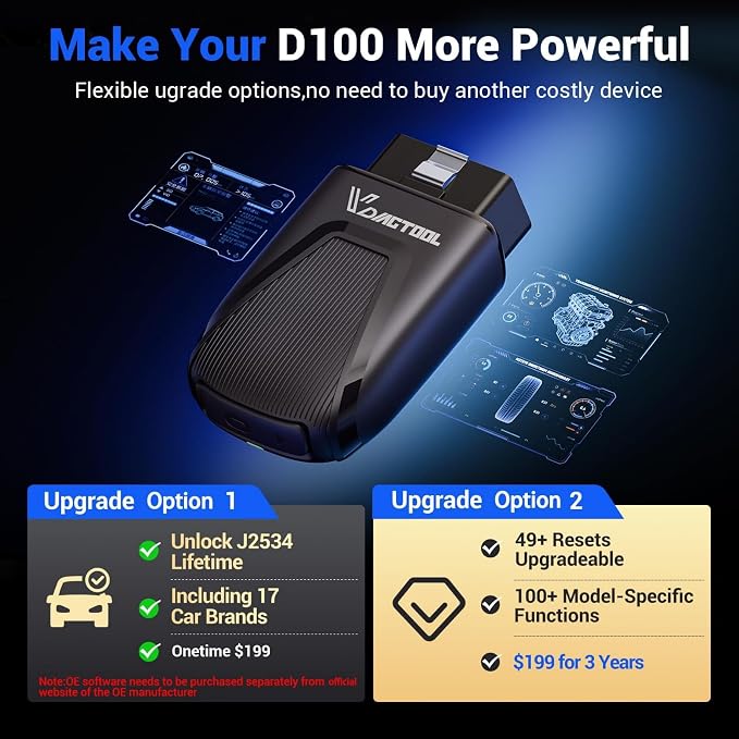 VDIAGTOOL OBD2 Scanner Bluetooth, D100 Bidirectional Scan Tool, No Subscrption Fees, Wireless Code Reader for iOS & Android, Full System Diagnostic Tool with 17 Resets, Live Data, CAN FD, Storage Bag