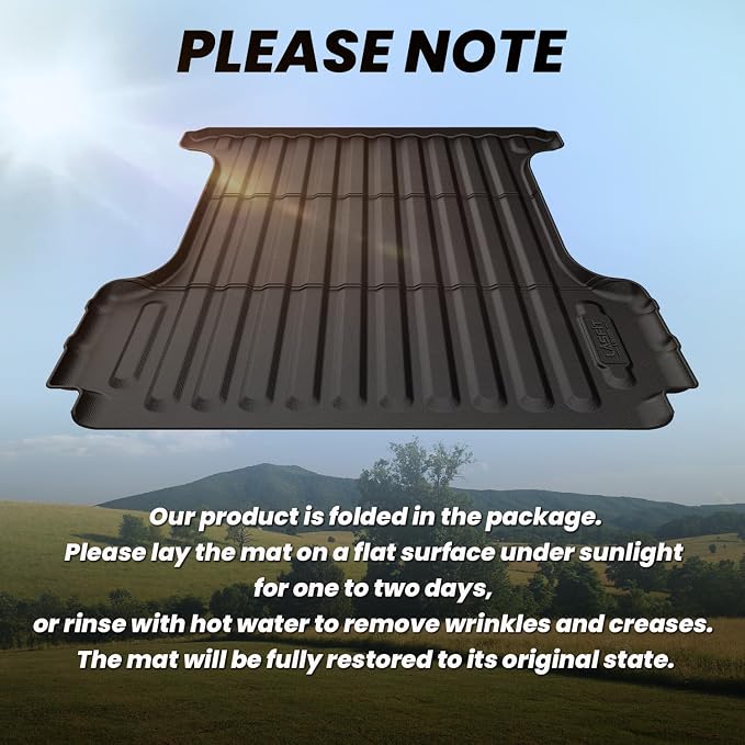 LASFIT 5.7FT Truck Bed Mat for Ram 1500/1500 RHO 2019-2026 & RAM 1500 New Body 2019-2024 Short Bed (5FT7 / 67.4inches) Not for Rambox, All Weather Custom Fit Truck Cargo Bed Liner, Black