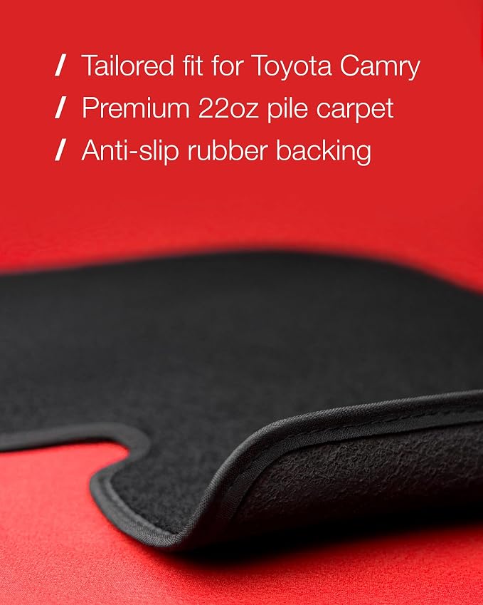 Floor Mats for Toyota Camry 2018-2024 - Custom Fit 3D Carpet Mats - 1st & 2nd Row Set - Anti-Slip Backing - Carpet All Weather Car Floor Liners
