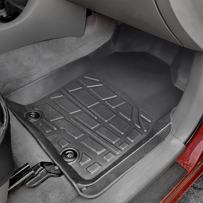 KARPAL Floor Mats for Toyota Tacoma 2005-2015 Double Cab (Footwell Coverage), Custom Fit All Weather TPE Floor Liners, 1st & 2nd Row Mat, Tacoma Accessories