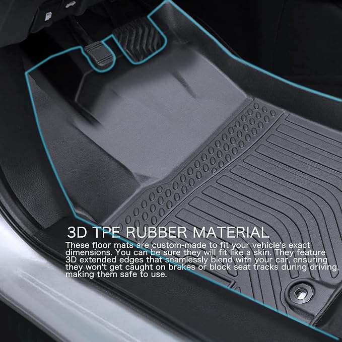 Floor Mats for 2013-2018 Toyota RAV4,All-Weather TPE Rubber Car Floor Mats Waterproof Odorless Anti-Slip 1st & 2nd Row Black