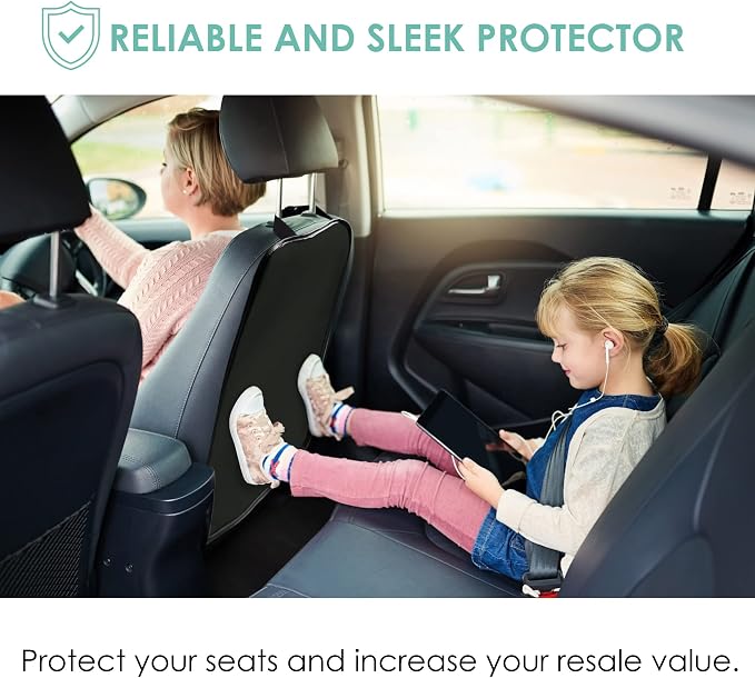 FH Group Faux Leather Auto Seat Back Kick Protectors, Heavy Duty Car Kick Mats for Kids –2-Pack Back Seat Protector for Driver and Passenger Seat