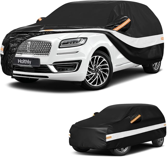 10 Layers SUV Car Cover Custom Fit for Lincoln Nautilus, MKX (2006-2026), Waterproof All Weather for Automobiles, Outdoor Full Cover Sun Dust Rain Protection with Cotton. Black