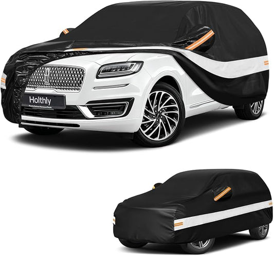 10 Layers SUV Car Cover Custom Fit for Lincoln Nautilus, MKX (2006-2026), Waterproof All Weather for Automobiles, Outdoor Full Cover Sun Dust Rain Protection with Cotton. Black
