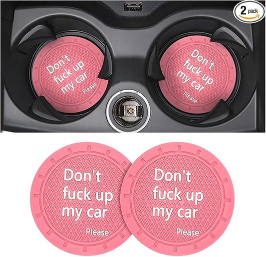 8sanlione 2 Pack Car Cup Holder Coasters, 2.75 Inch Non-Slip PVC Insert Cup Coaster, Anti-Scratch Auto Cup Mats for Women Men, Vehicle Interior Accessories Universal for Car, SUV, Truck (D Pink/2PCS)