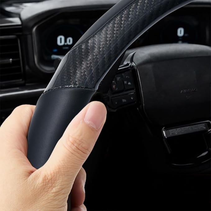 Yangday Leather Steering Wheel Cover for Toyota RAV4 Corolla Camry Highlander, 14.5-15 inches Car Steering Wheel Cover with Non-Slip Breathable (Carbon Black)
