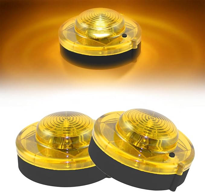 GT-Lite 2 Pack LED Emergency Beacons Yellow,Magnetic Base,2 Modes Flash or Steady,For Roadside Emergency Kit or Amish Buggy,RV,Boat,Super Bright Crush Resistant