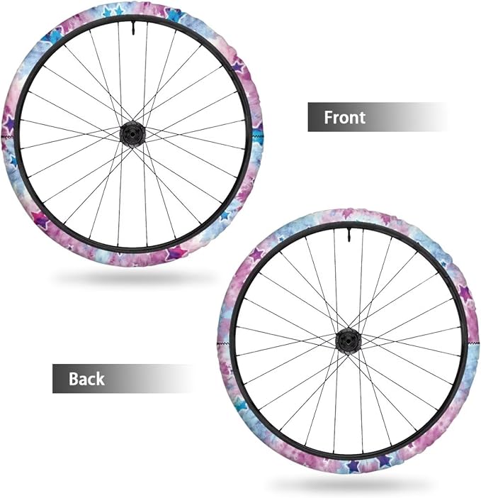 2 Pairs Wheelchair Tire Covers Protectors Watercolor Pink Blue Tie-Dye Stars 24 Inch Wheelchair Cover Non Slip Wear Resistant Wheelchairs Ring Protective Covers for Adults