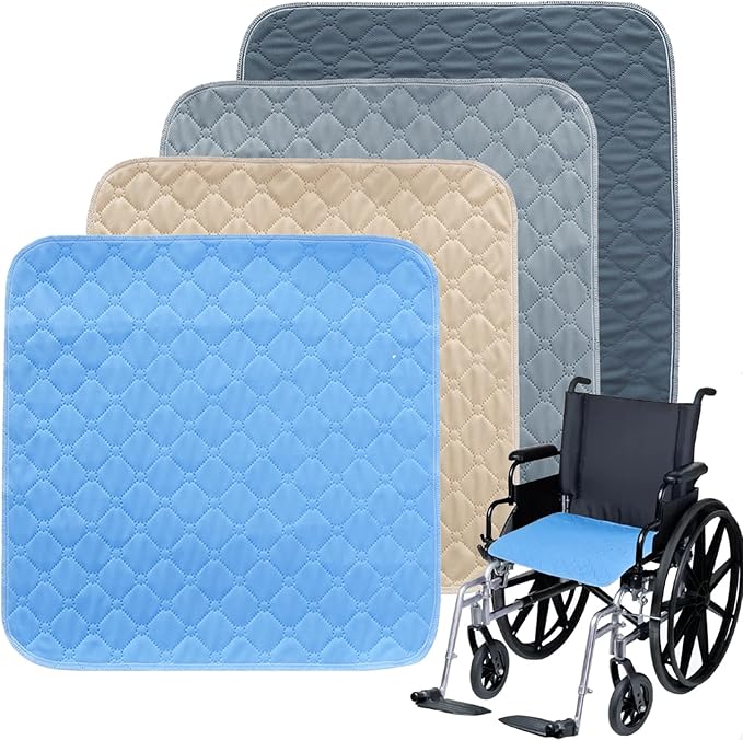 Waterproof Chair Pads for Incontinence, 4 Pack Washable Seat Protector Pads, Highly Absorbent Pee Pads for Adults Kids and Pets, Reusable Incontinence Pads for Chair Seat Wheelchair 20"x20"