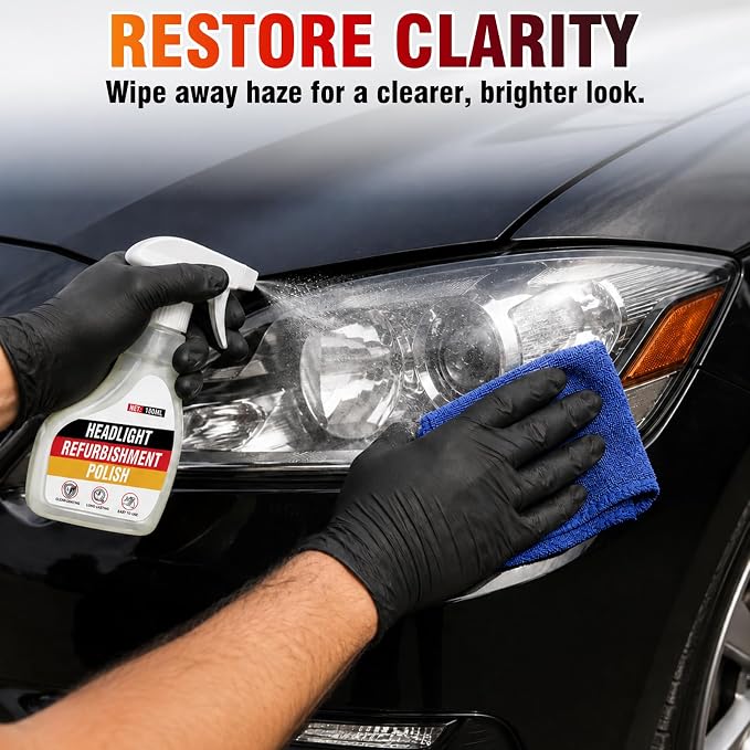 Car Headlight Restoration Kit, Vehicle Headlight Cleaner for Yellowed, Oxidized, Foggy and Cloudy Headlights, Headlight Repair Kit Helps Improve Night Driving Visibility for Cars, Trucks and SUVs