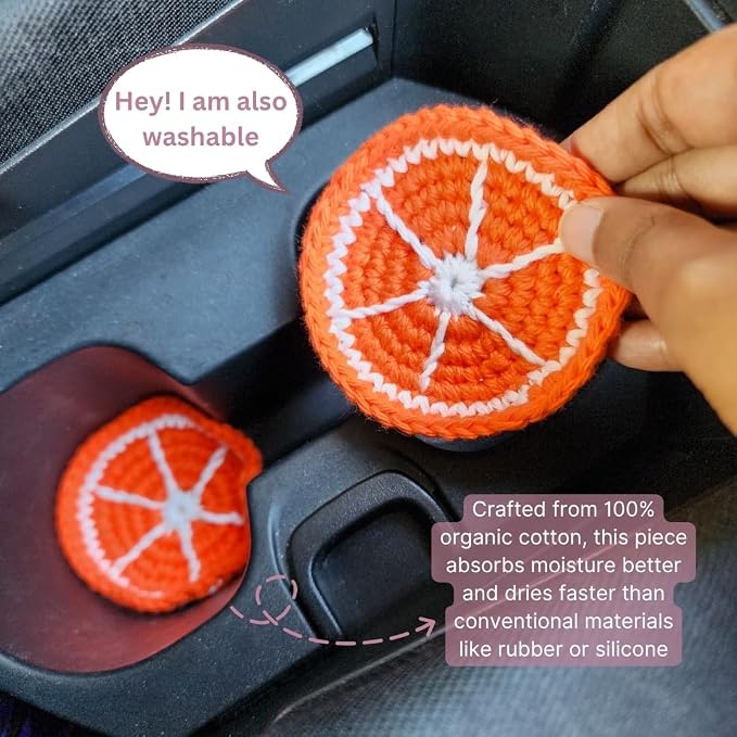 Cotton Crotchet Fruit Car Coaster Set (Zesty Pop)