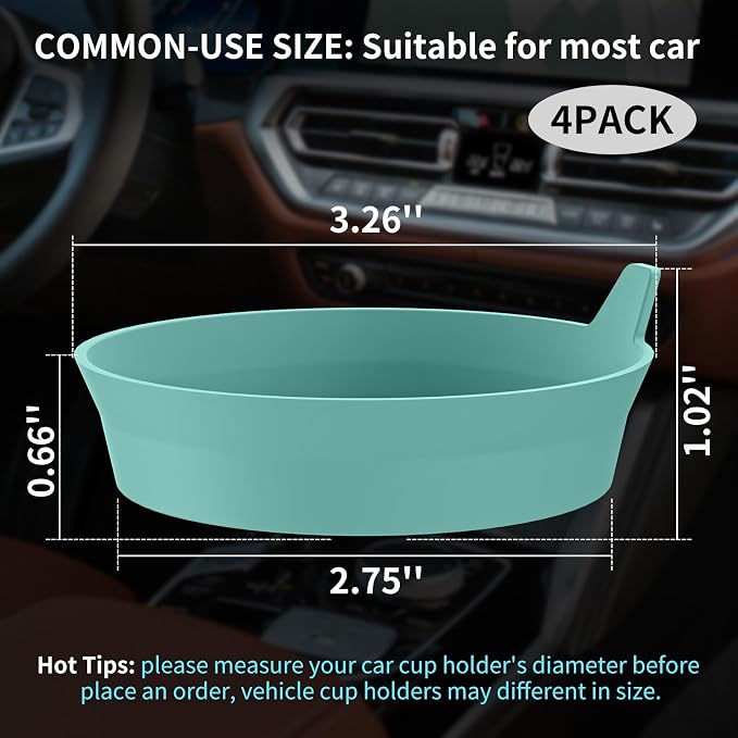 ME.FAN Car Cup Holder Coasters [4 Pack] Silicone Cups Mats, Automotive Universal Non-Slip Recessed Interior Accessories Teal Blue