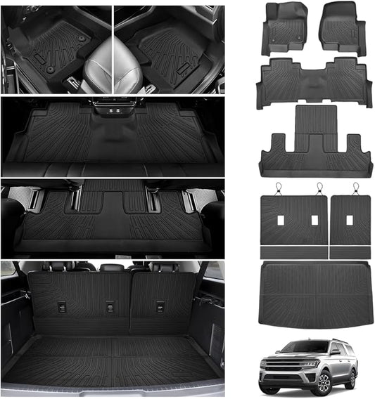 Cartist Floor Mats for Ford Expedition MAX 2018-2024 (7 & 8 Seats/2nd Row Bench Seat), All Weather Cargo Liner for Expedition Accessories, Heavy Duty Car Mats (Only Fit MAX)
