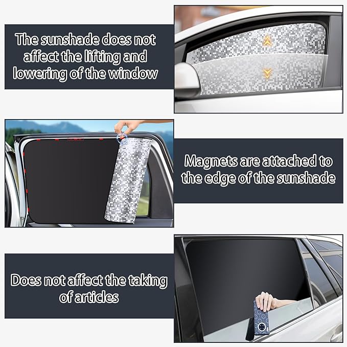 ZATOOTO ZATOOTO Side Window Sun Shade - Car Window Covers, 4 Pack | Heat Insulation, Car Curtains for Privacy, UV Block, Keeps Cooler, Metal Frame Fit, Taking a nap, Changing Clothes, Camping
