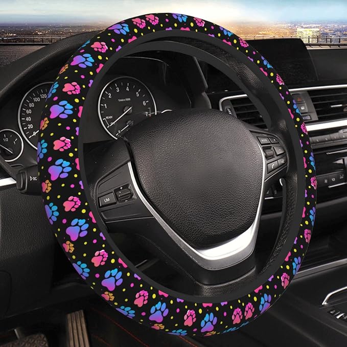 Animal Paws Elastic Steering Wheel Cover Non-Slip Breathable Steering Wheel Protector Fit Auto, SUVs, Truck