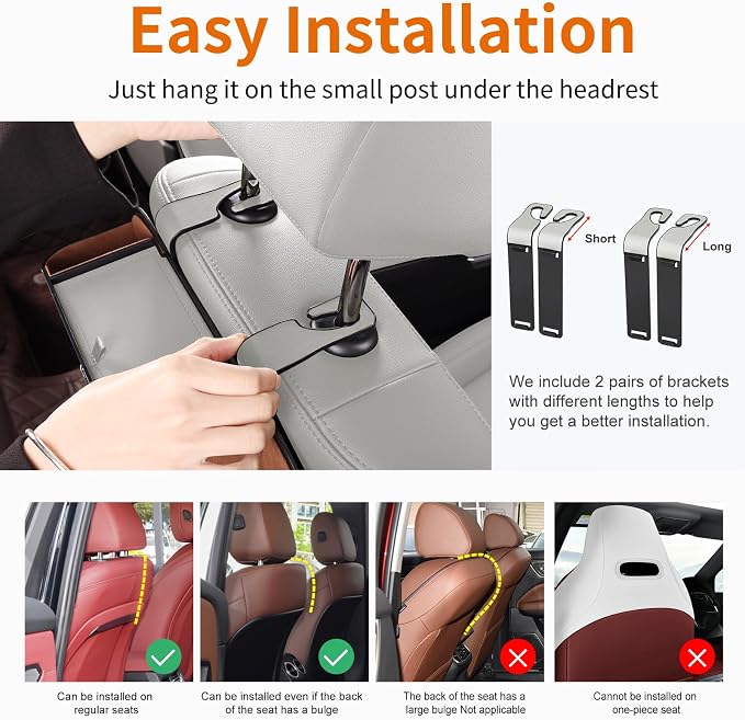 Car Rear Backseat Extra Multifunctional Drink Cup Holder Organizers with Tissue Storage Box Organizer & Hooks for Car Seat Back. Gray