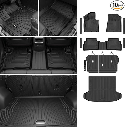 Floor Mats for 2023-2026 Kia Sportage Hybrid Upgrade Trunk Mat with Backrest Mat All Weather TPE Floor Liners Fit for Sportage 2026 Anti-Slip Full Set Car Accessories(Not Fit PHEV)