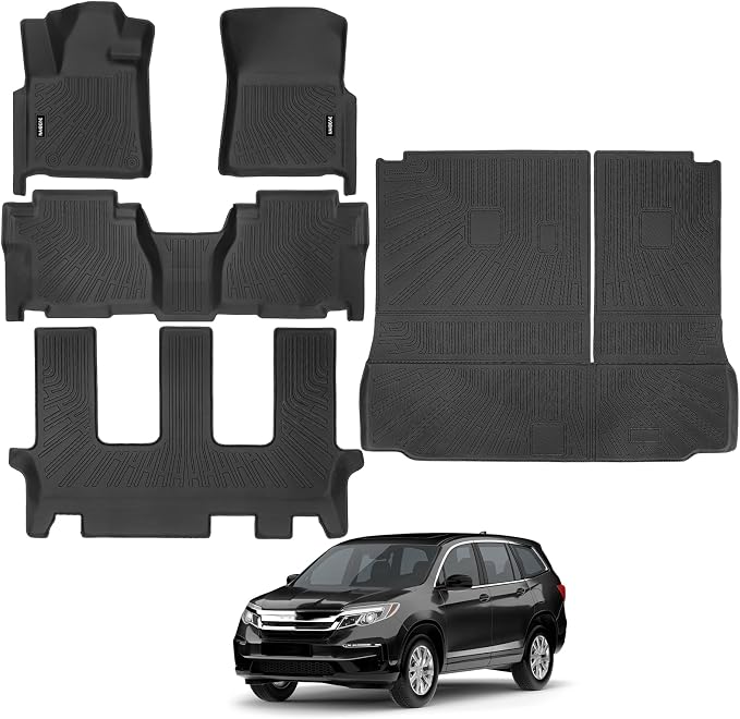 Naibeve Floor Mats for 2012-2022 Toyota Sequoia 2nd Row Bench Seat | All Weather Custom Fit Floor Mats, Cargo Mat, Backrest Mats, Not for Bucket Seats Interior Protector accessories